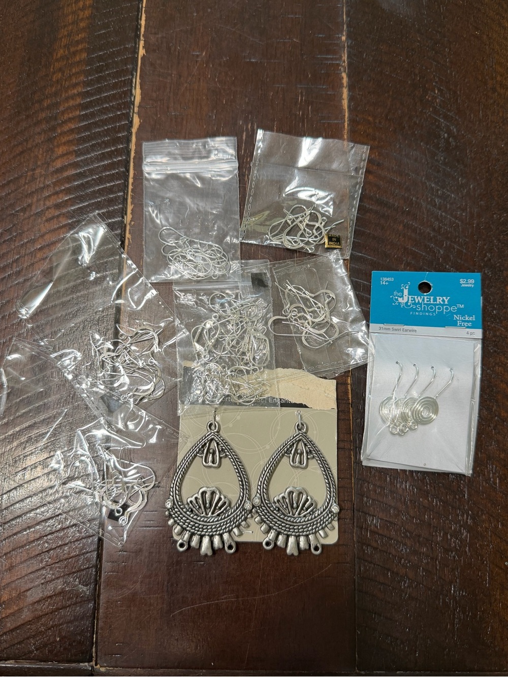 Silver Tone Boho Teardrop Dangle Earrings - Several Earring Wire Packs